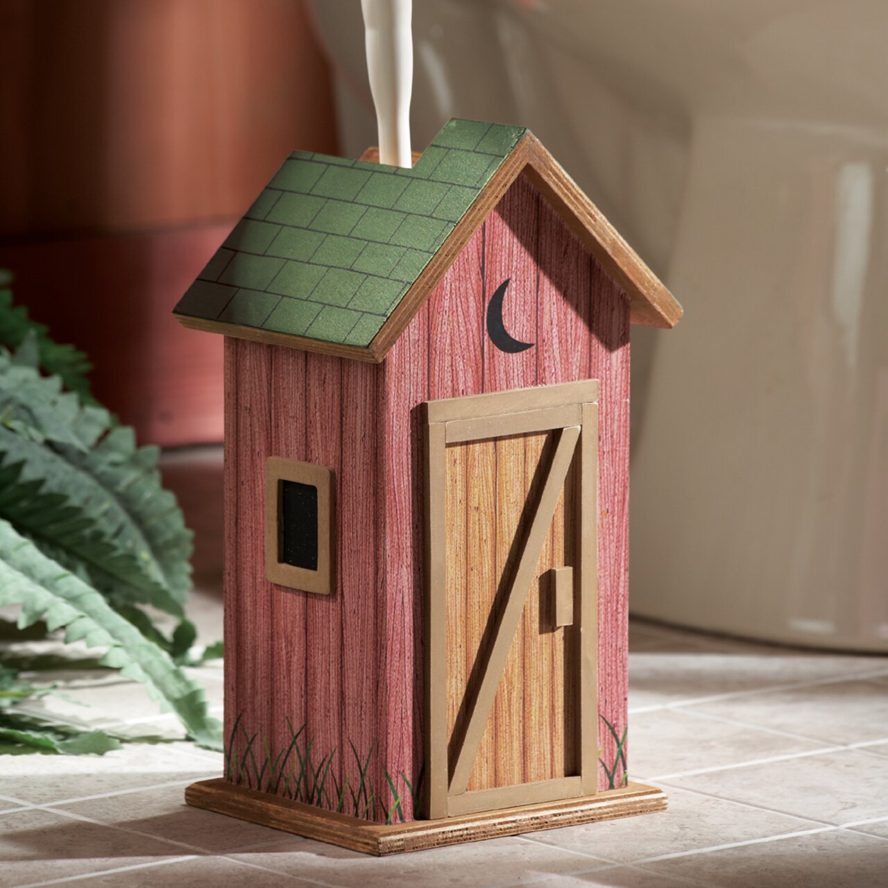 Collections Etc Primitive Country Outhouse Toilet Brush Holder